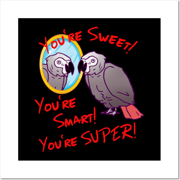 Daily Attitude Affirmations African Grey Parrot Image Wall Art by Einstein Parrot